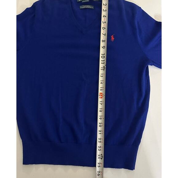 Polo Ralph Lauren Royal Blue, Custom Fit, Wool, Light Weight, V-Neck Sweater- M - Picture 7 of 7